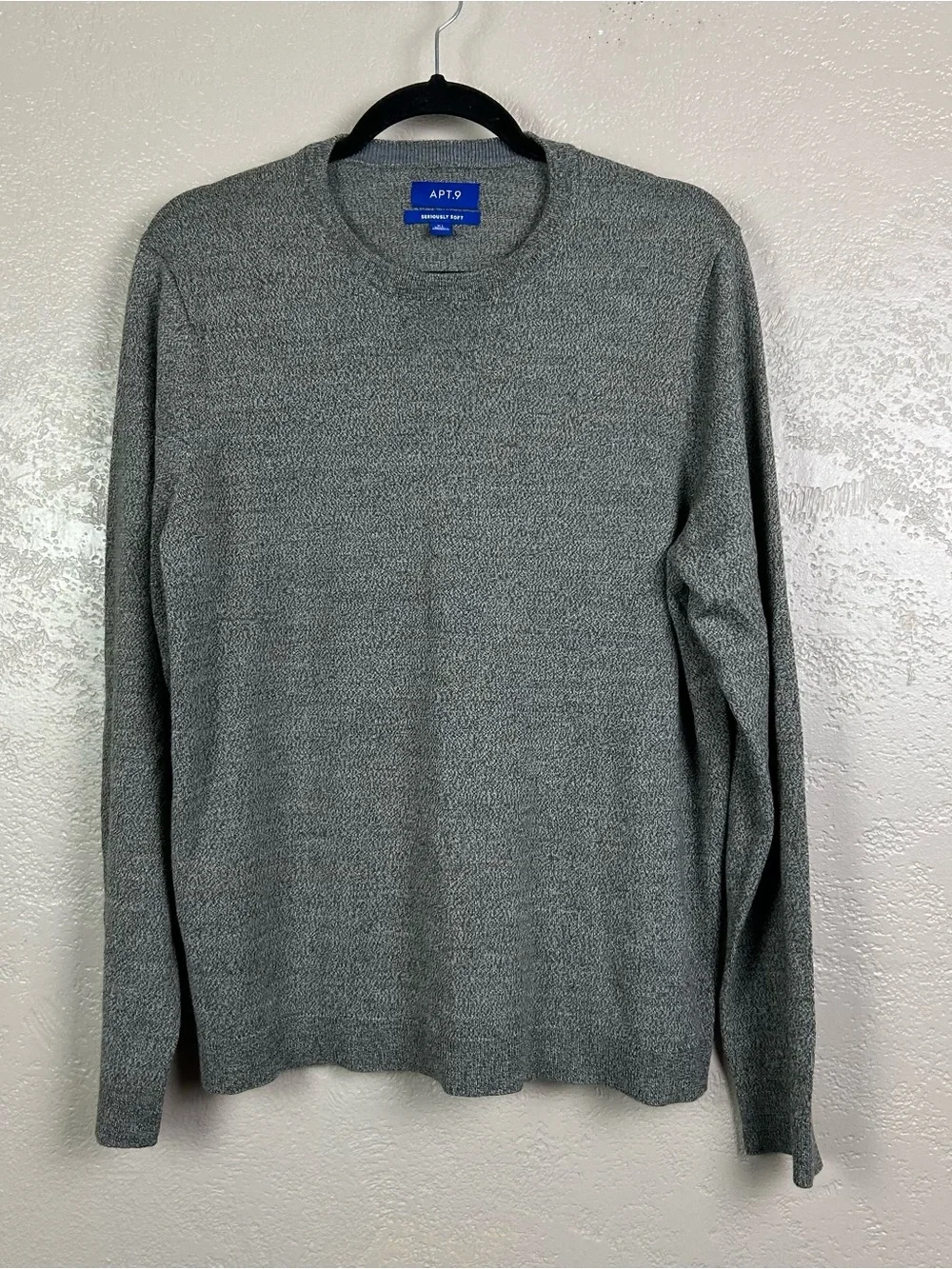 5 for$30 Apt. 9 Men's Heathered Gray Crewneck Knit Sweater 30% merino wool